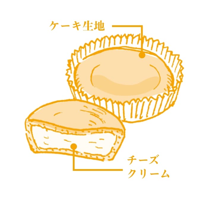 チーズケーキの断面図